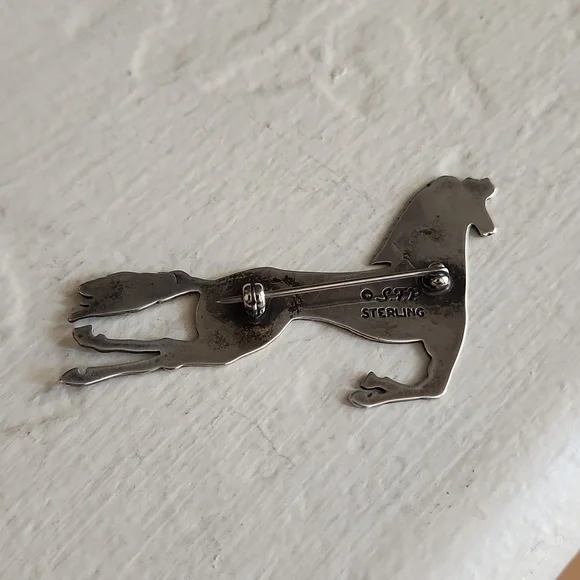 Amazing Vintage Native American Navajo Running Pony Pin by Frank Salcido 🐎♥️ - Picture 6 of 11